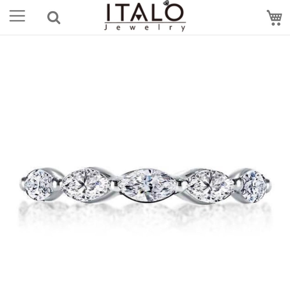 Eternity Marquise Created White Sapphire Wedding Band 925 Sterling Silver
